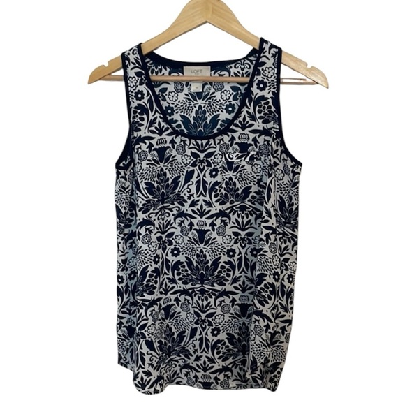 Loft Navy print Tank Top, XS - Picture 1 of 6